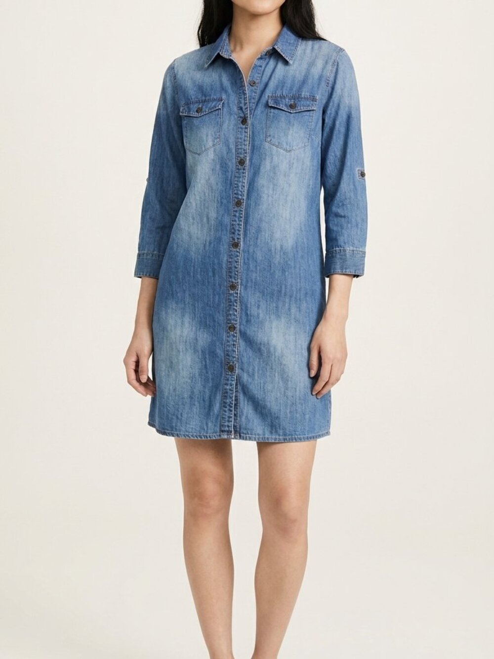 Denim Shirt Dress Above the Knee